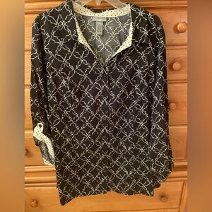 Catherines Black and White Geometric Blouse